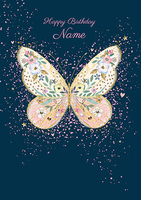 Floral Butterfly Personalised Birthday Card