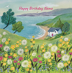 Pretty Coastal Scene Personalised Birthday Card