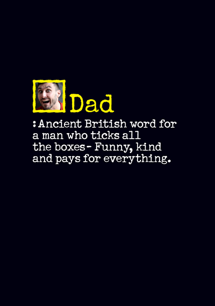 Dad Definition Photo Father's Day Card