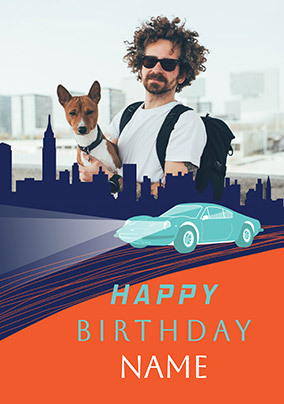 Sportscar Happy Birthday Photo Card