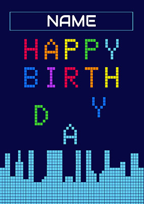 Retro Game Text Birthday Card