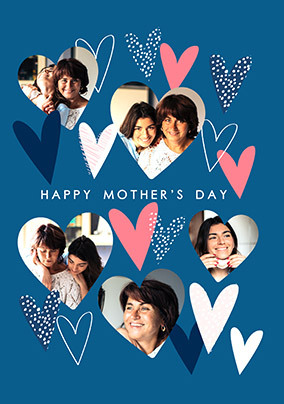 Happy Mother's Day Hearts Photo Upload Card