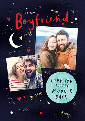 Paper Link Boyfriend Moon and Back Valentines Card