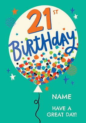 Happy 21st Birthday Balloon Card