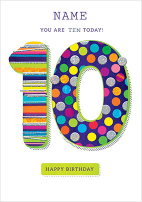 10 Today Personalised Birthday Card