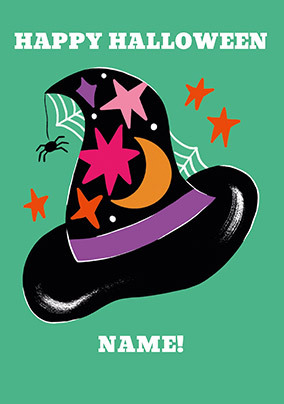 Happy Halloween Witch Hat Personalised Card
