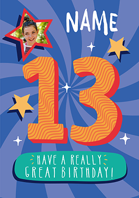 Really Great 13th Birthday Photo Upload Card