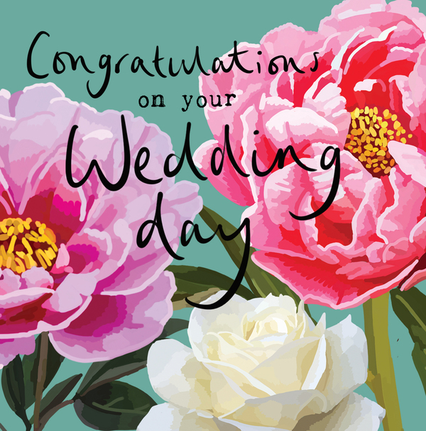 Congrats on Your Wedding Pink and White Flowers Card