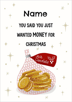 Money for Christmas Personalised Card