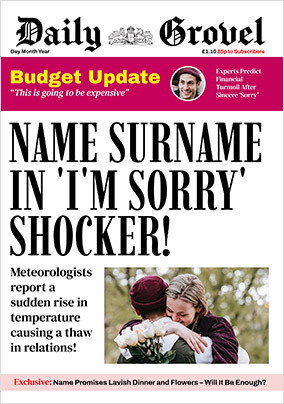 Daily Grovel Newspaper Spoof I'm Sorry Card