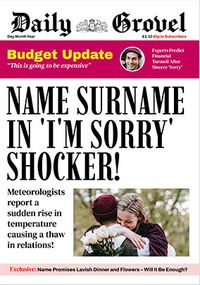 Tap to view Daily Grovel Newspaper Spoof I'm Sorry Card