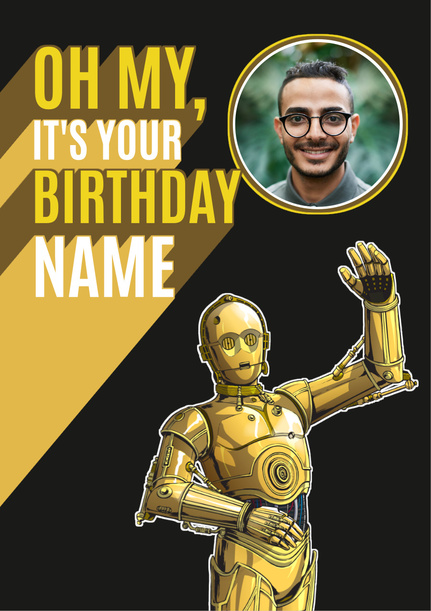 Star Wars C3PO Photo Birthday Card