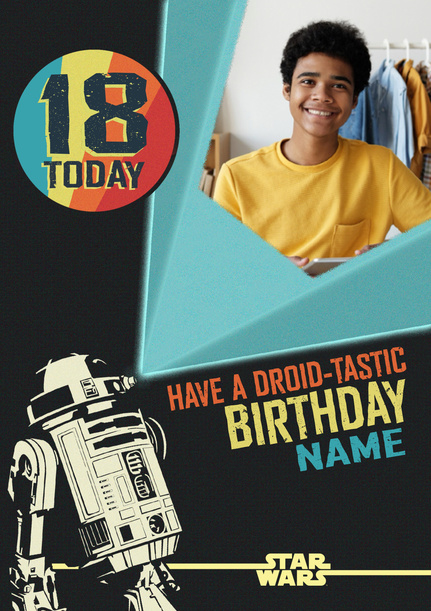 Star Wars R2D2 18th Birthday Wishes Photo Card