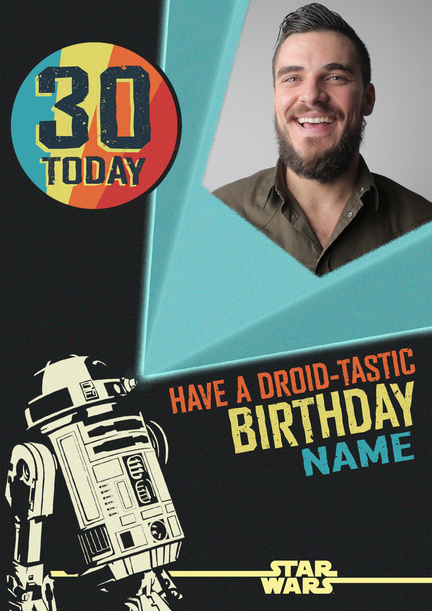 Star Wars R2D2 30th Birthday Wishes Photo Card