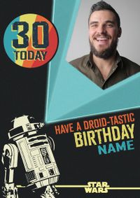 Tap to view Star Wars R2D2 30th Birthday Wishes Photo Card