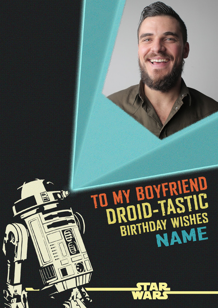 Star Wars R2D2 Boyfriend Birthday Wishes Photo Card