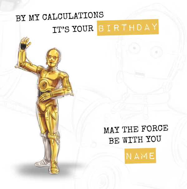 C3PO Calculations Happy Birthday Card