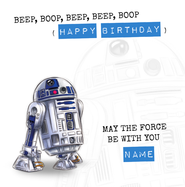 R2D2 Beep Boop Happy Birthday Card