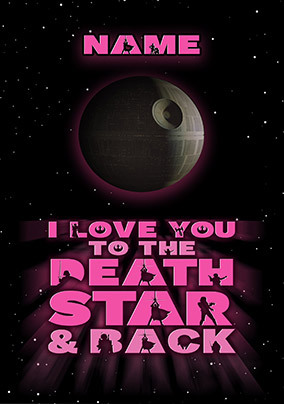 Star Wars Death Star Pink Valentine's Day Card