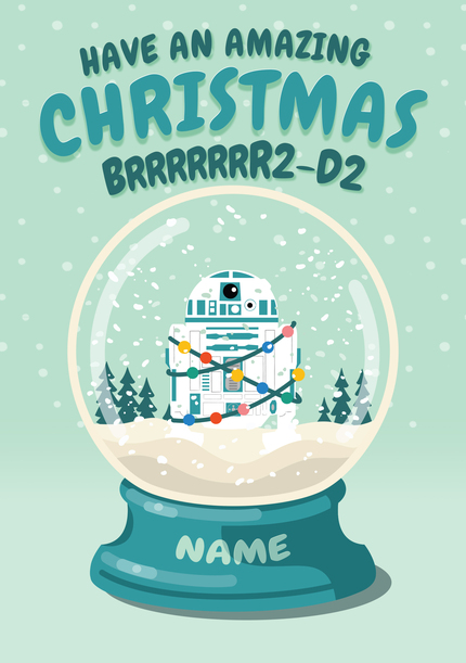 Star Wars R2D2 Snow Globe Christmas Card