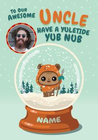 Tap to view Star Wars Ewok Snow Globe Uncle Christmas Photo Card