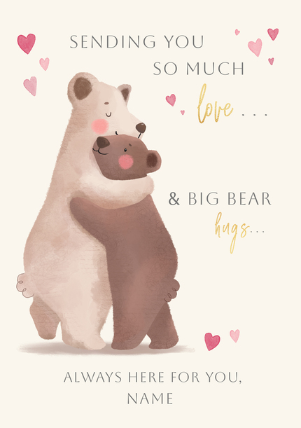 Cinnamon Bear Sending Hugs Thinking of You Card