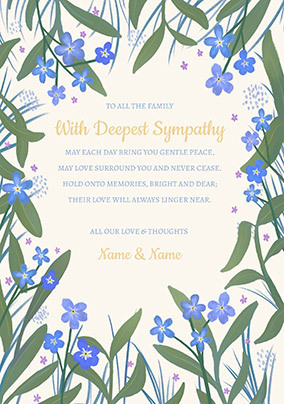 Sympathy Verse Personalised Floral Card for Family