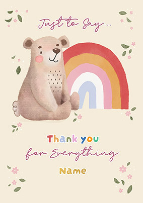 Personalised Cinnamon Bear Thank You Card