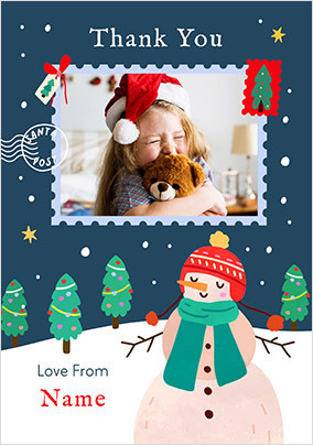 Snowman Photo Upload Thank you Card