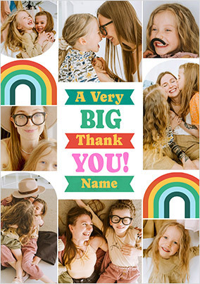 8 Photo Rainbow Collage Thank You Card