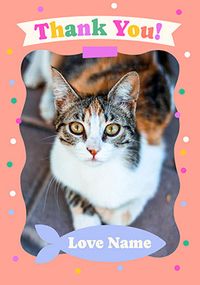 Tap to view Polka Dot Border Photo Thank You Card from the Cat