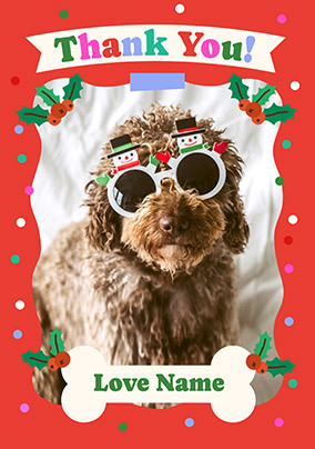 Photo Christmas Thank You Card from the Dog