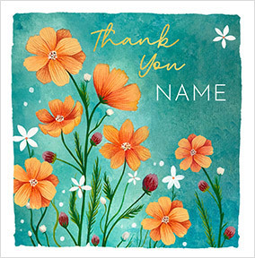 Cosmos Flower Personalised Thank You Card