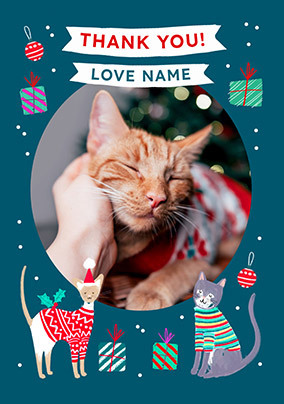 Cute Christmas Thank You Card from the Cat