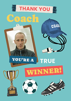 Thank You Football Coach Photo Card