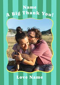 Tap to view Green Stripe Border Photo Thank You Card