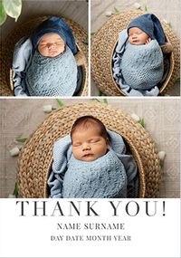 Tap to view Simple 3 Photo Upload Thank You Card