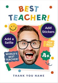 Tap to view Funky Faces Blue Shirt Thank You Teacher Card