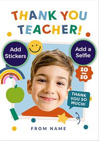 Tap to view Funky Faces Red Shirt Thank You Teacher From Student Card