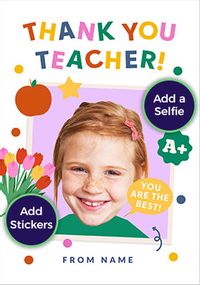Tap to view Funky Faces Green Shirt Thank You Teacher From Student Card