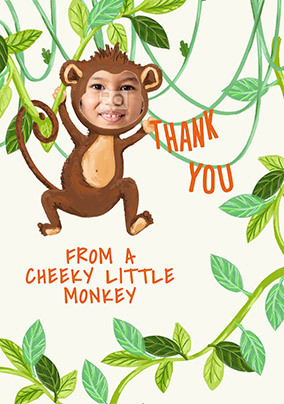 Cheeky Monkey Thank You Photo Card