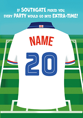 Personalised England Football Shirt Birthday Card