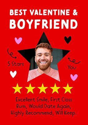 5 Star Rating Valentine's Day Card for Boyfriend