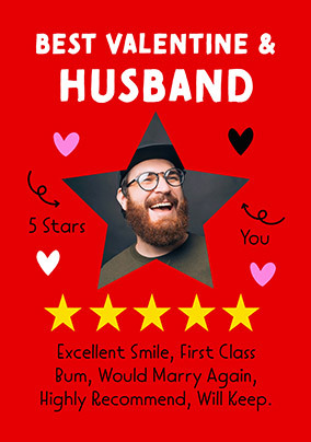 5 Star Rating Valentine's Day Card for Husband