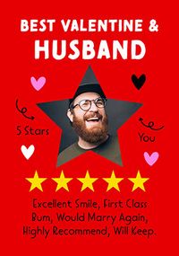 Tap to view 5 Star Rating Valentine's Day Card for Husband