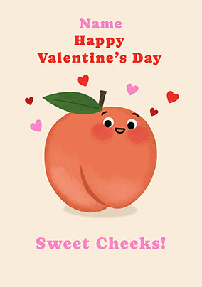 Peach Happy Valentine's Day Sweet Cheeks Card