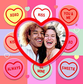 Love Hearts Valentine's Day Square Photo Card