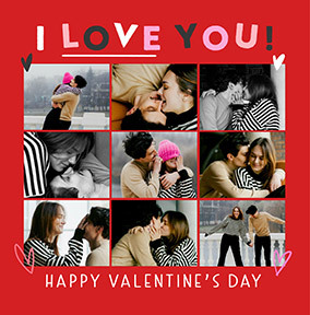 9 Photo Square Valentine's Day Card