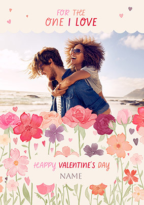 One I Love Floral Photo Valentine's Day Card