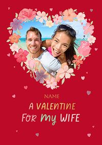 Tap to view Wife Floral Wreath Photo Valentine's Day Card